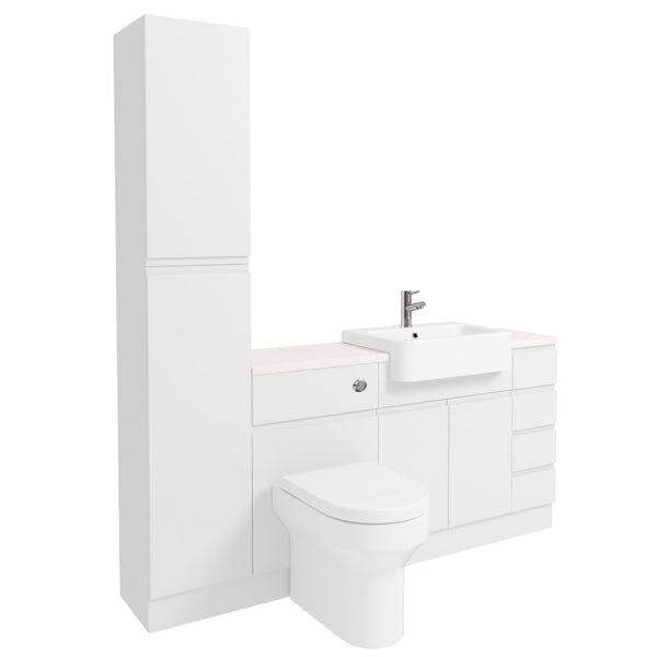 Orchard Wharfe white straight small drawer fitted furniture pack with white worktop