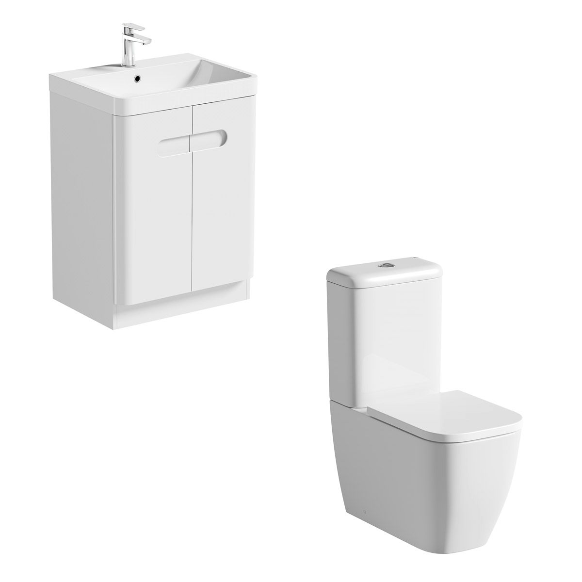 Mode Ellis close coupled toilet and white vanity unit suite 600mm