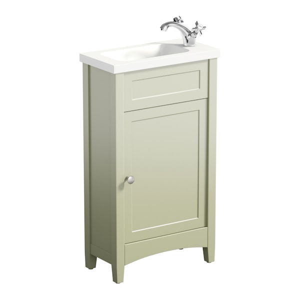 Camberley sage cloakroom vanity with resin basin