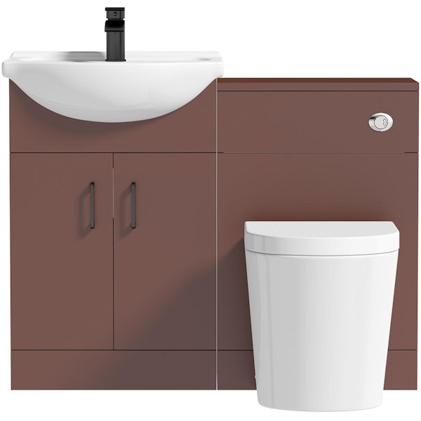 Orchard Lea tuscan red 1060mm combination with black handle and Contemporary back to wall toilet with seat