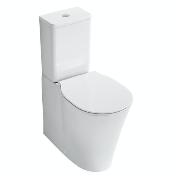 Ideal Standard Concept Air wood light grey open vanity unit and close coupled toilet with free tap