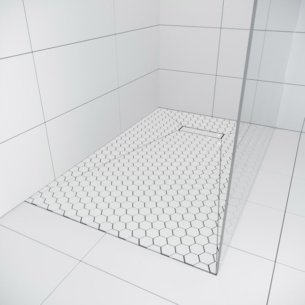 Orchard rectangular wet room tray former with linear end waste position