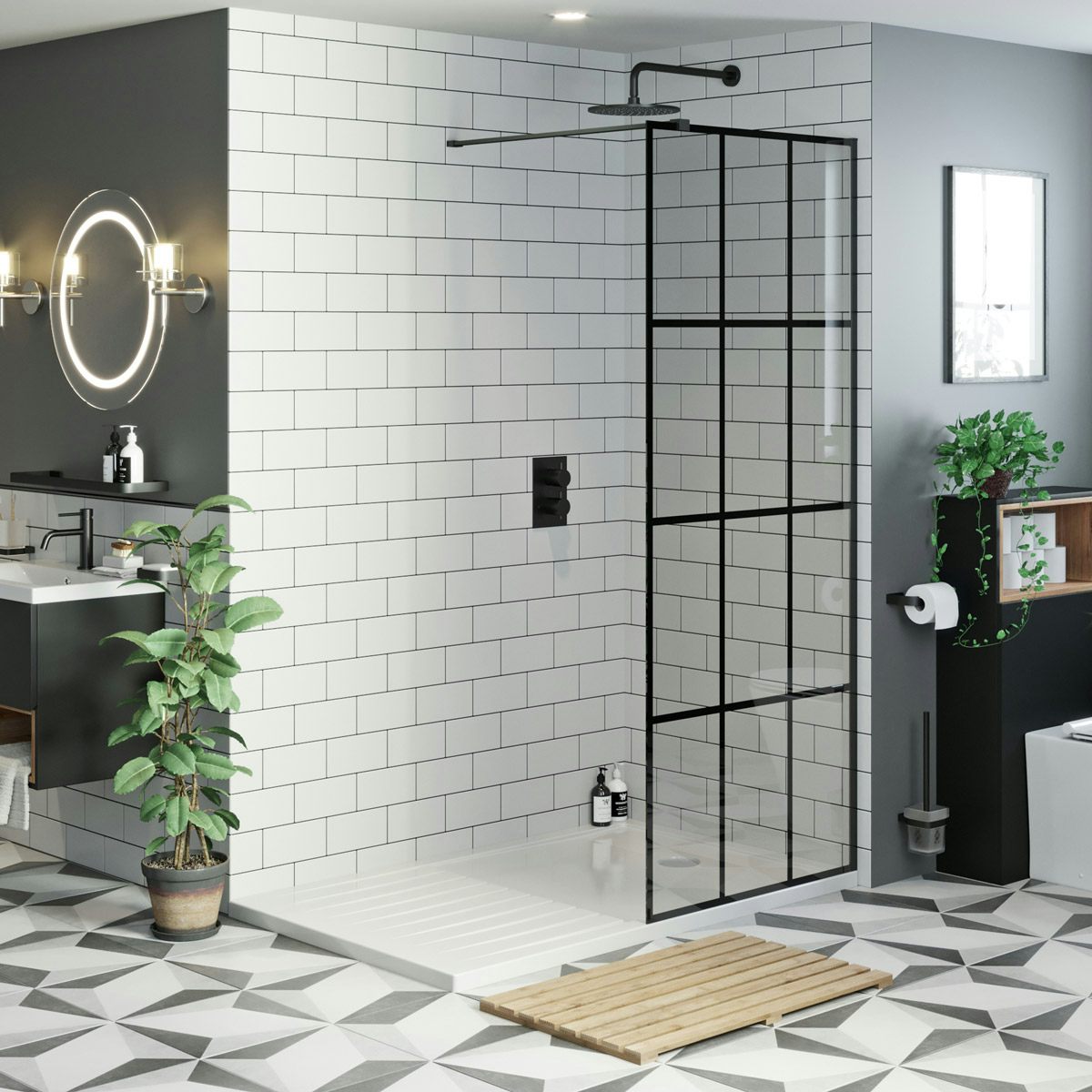 shower panel black frame