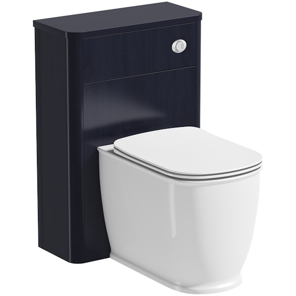 The Bath Co. Beaumont sapphire blue back to wall unit and toilet with seat