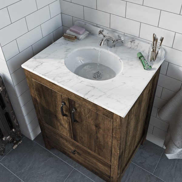 The Bath Co. Dalston floorstanding vanity unit and white marble basin 650mm with tap