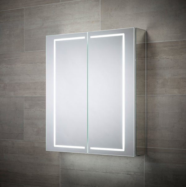 Mode Pelli diffused LED illuminated mirror cabinet 700 x 600mm with demister & charging socket