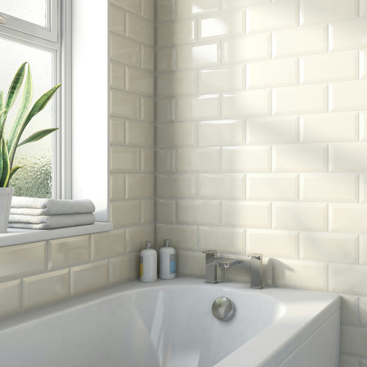 Metro Subway Ivory Cream Bevelled Gloss Wall Tile 100mm X 200mm Victoriaplumcom