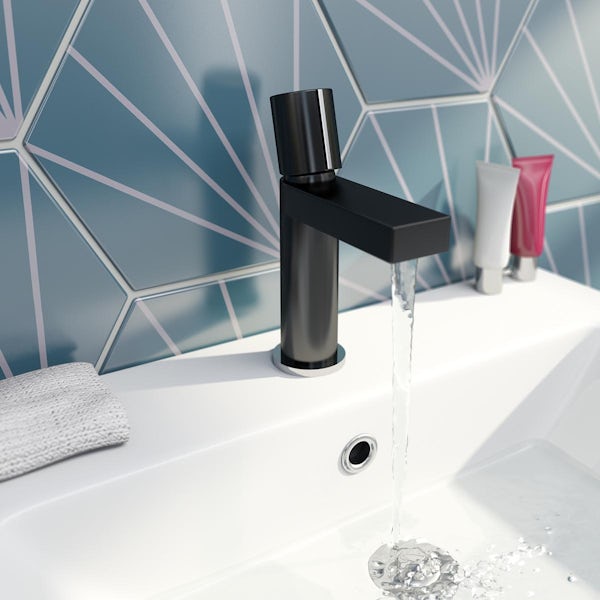 Mode Dixon black basin mixer tap with waste