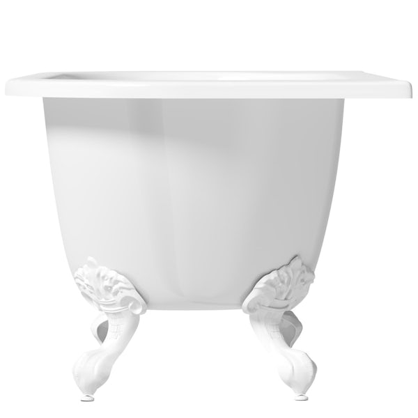The Bath Co. Dalston back to wall freestanding bath with white ball and claw feet