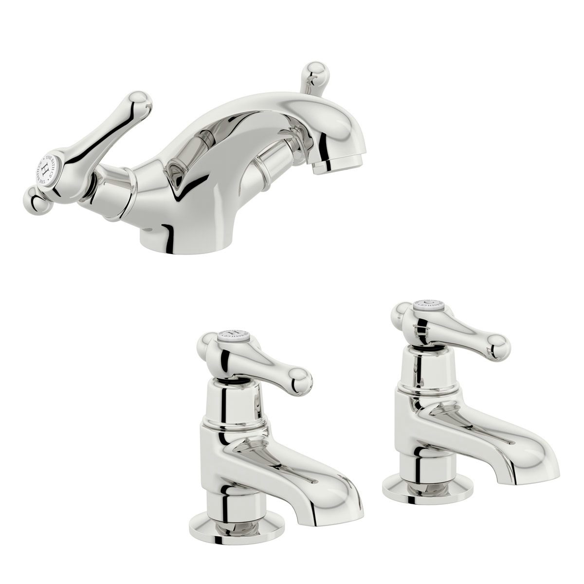 The Bath Co. Camberley lever basin mixer and bath pillar tap pack