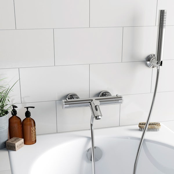 Wall or deck mount thermostatic bath shower mixer tap