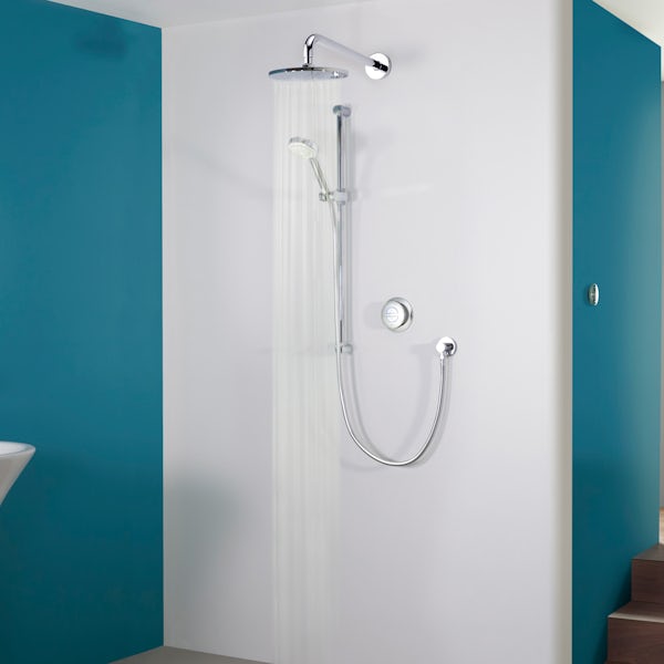 Aqualisa Quartz Smart concealed digital shower standard with wall fixed shower head