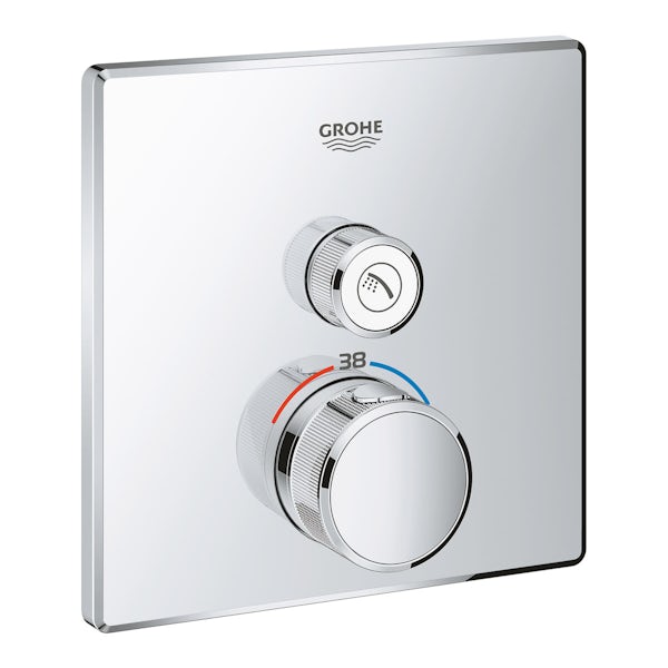 Grohe Grohtherm SmartControl square thermostatic concealed 1 way shower valve trimset