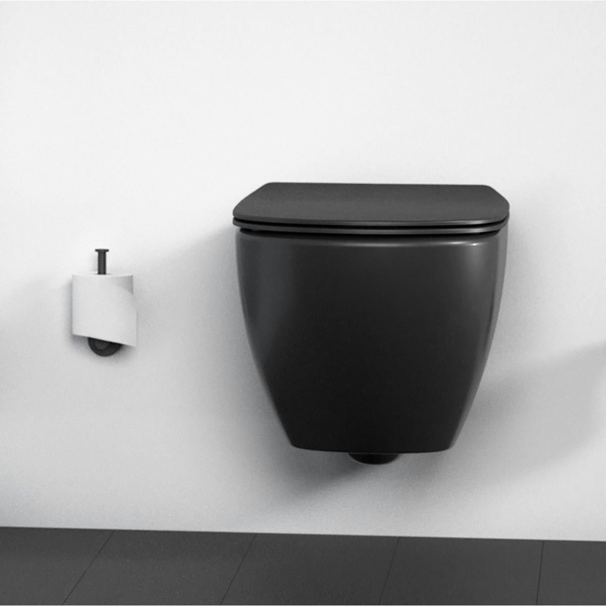 Ideal Standard IOM - Brosse WC avec support, noir / verre satiné A9119XG