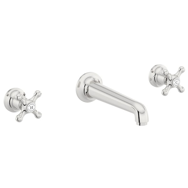 The Bath Co. Camberley wall mounted basin mixer tap offer pack