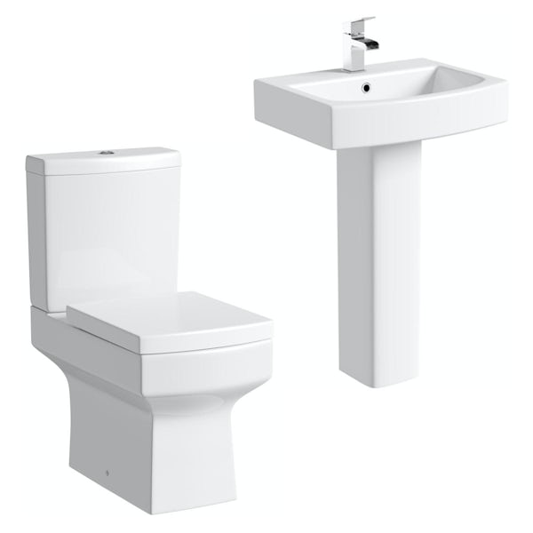Orchard Wye cloakroom suite with full pedestal basin 555mm