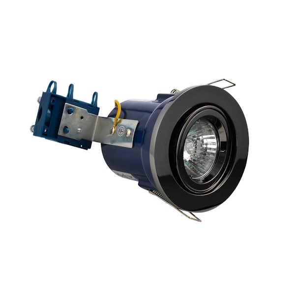 Forum adjustable fire rated bathroom downlight in black chrome