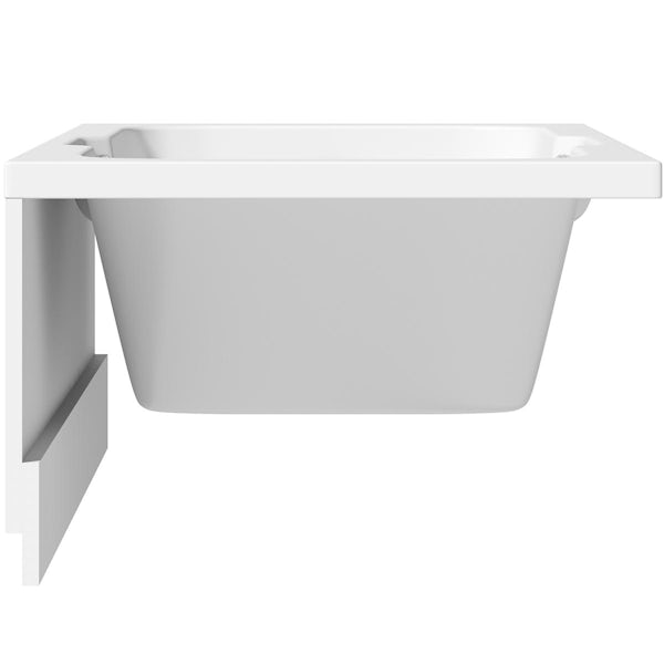 Orchard eco low straight bath with twin grips and front wooden panel