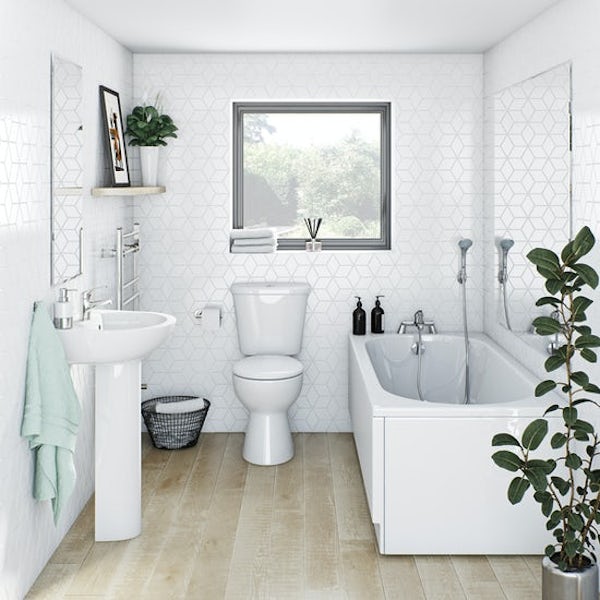 Clarity rimless straight bath suite 1500 x 700