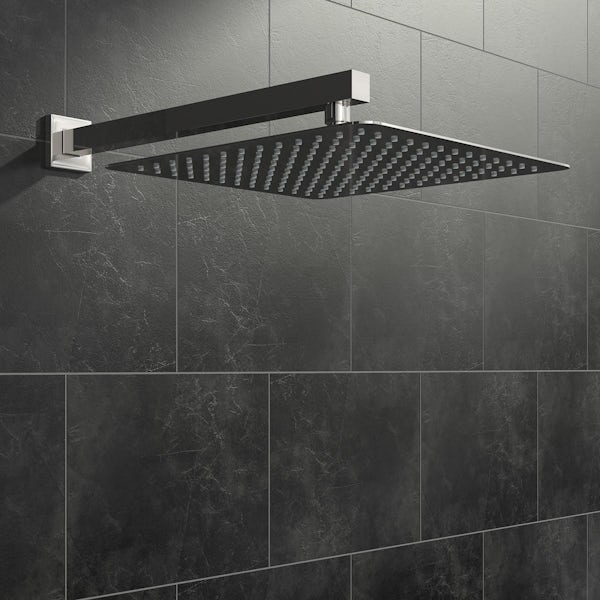 Mode Slim square stainless steel 300mm shower head and wall arm