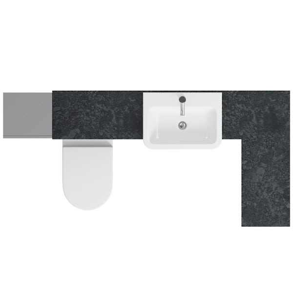 Orchard Wharfe slate matt grey corner medium drawer fitted furniture pack with black worktop