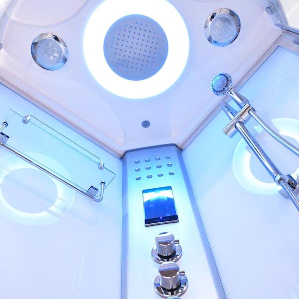 Vidalux Hydro Plus white quadrant shower cabin with white tray