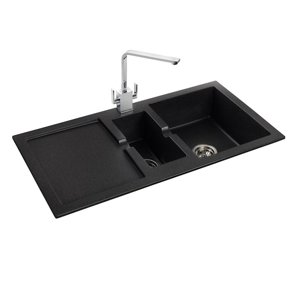 Rangemaster Cubix 1.5 bowl granite black reversible kitchen sink