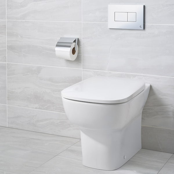 Ideal Standard Studio Echo back to wall toilet with soft close seat, concealed cistern and push plate