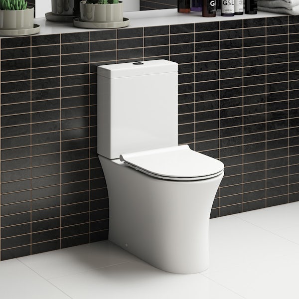 Mode Hardy slimline close coupled toilet and full pedestal basin suite