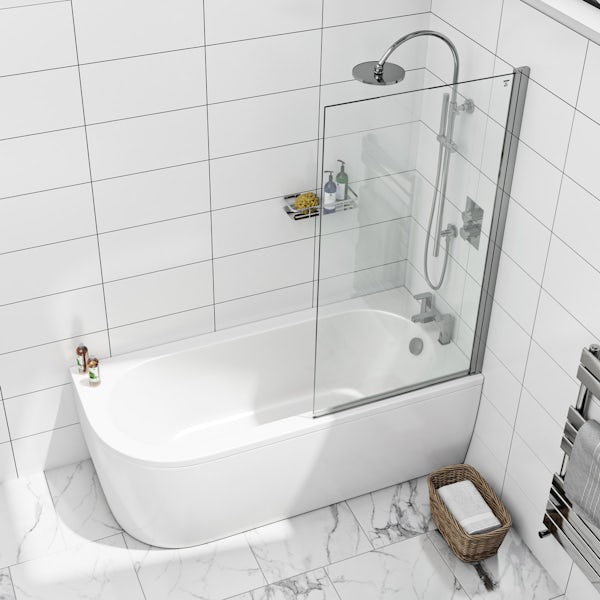 8mm square top right handed hinged bath screen