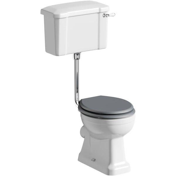 Camberley low level toilet inc grey soft close seat