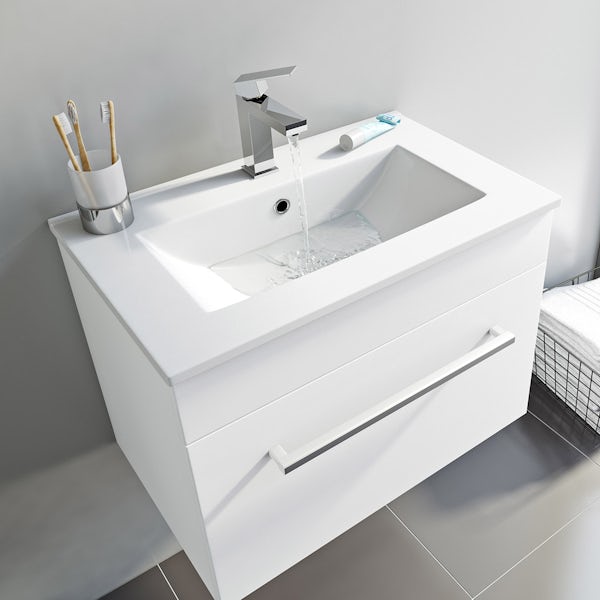 Derwent wall hung vanity drawer unit and basin 600mm