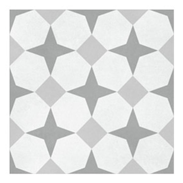 British Ceramic Tile Patchwork pattern grey matt tile 142mm x 142mm