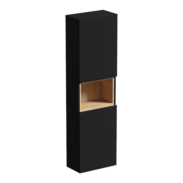 Mode Tate anthracite black & oak wall cabinet