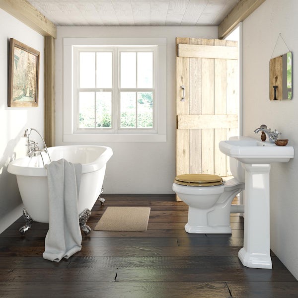 The Bath Co. Dulwich complete bathroom suite with roll top bath and taps