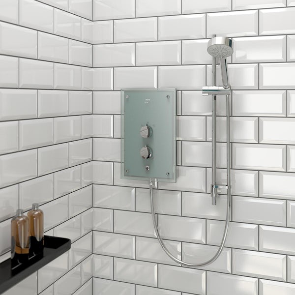 Mira Azora 9.8kw electric shower frosted glass