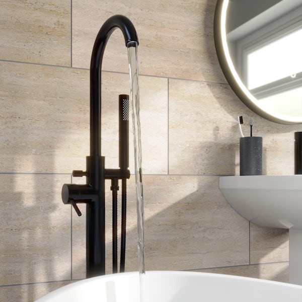 Orchard Eden black basin and freestanding bath shower mixer tap pack