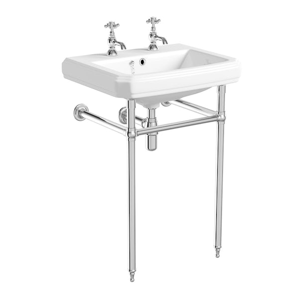 The Bath Co. Dulwich matt white washstand suite with straight bath 1700 x 700mm