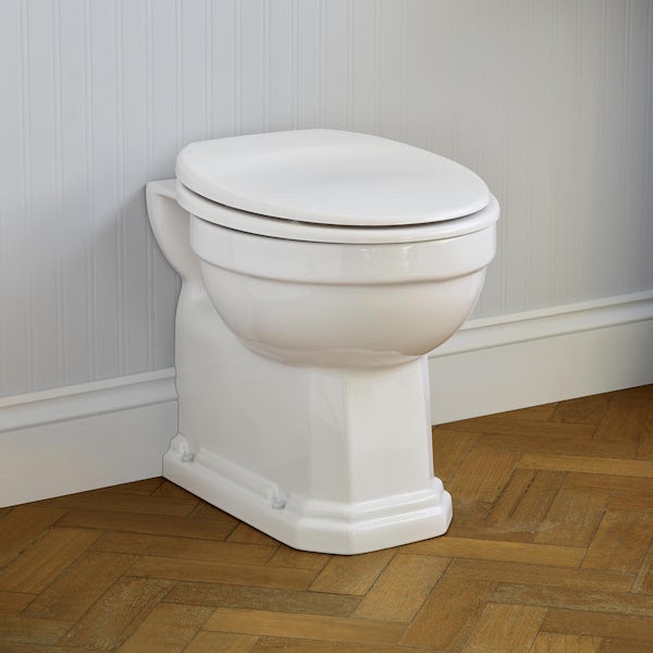 Ideal Standard Waverley back to wall toilet with white seat, Prosys mechanical cistern and Oleas M2 chrome flush plate