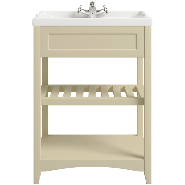 The Bath Co. Camberley satin ivory washstand with traditional basin 600mm
