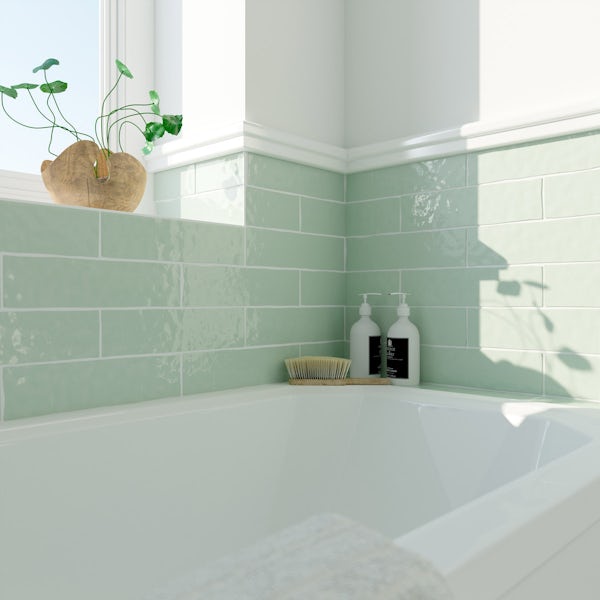 Laura Ashley Artisan eau de nil green wall tile 75mm x 300mm
