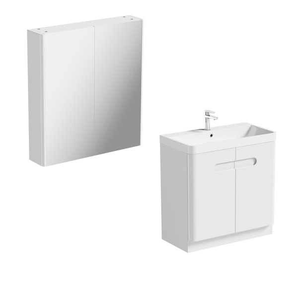 Mode Ellis white vanity door unit 800mm and mirror cabinet offer