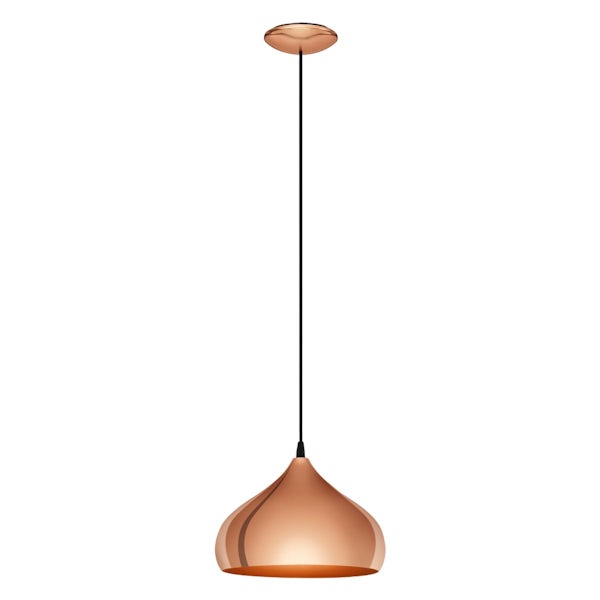 Eglo Hapton pendant ceiling light in copper