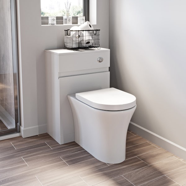 Mode Hardy white back to wall unit and rimless toilet with soft close seat
