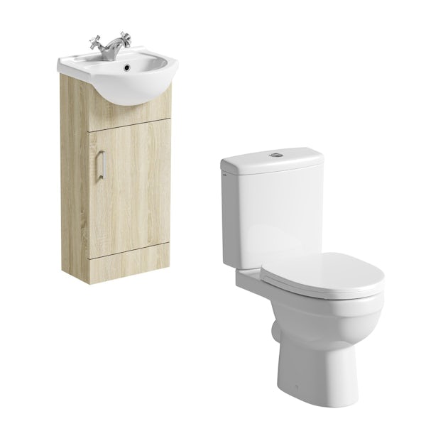 Orchard Eden oak cloakroom suite with close coupled toilet