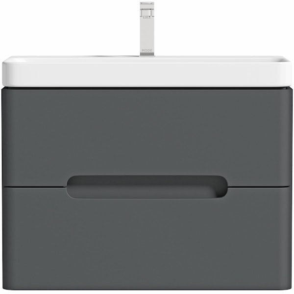 Mode Lois graphite wall hung vanity unit and ceramic basin 700mm