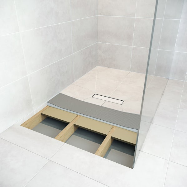 Orchard rectangular wet room tray former with linear centre waste position