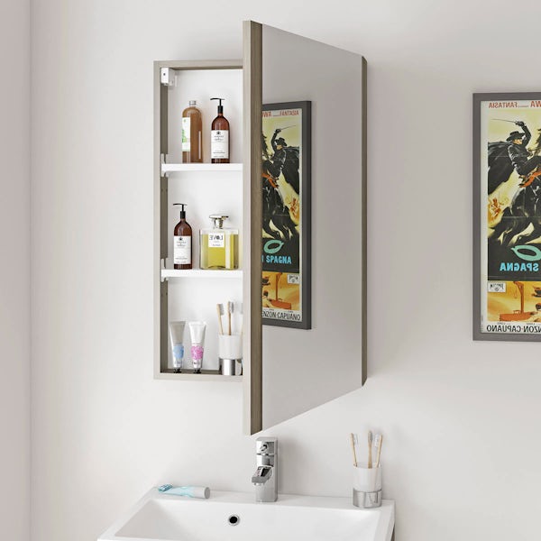 Drift walnut bathroom mirror cabinet