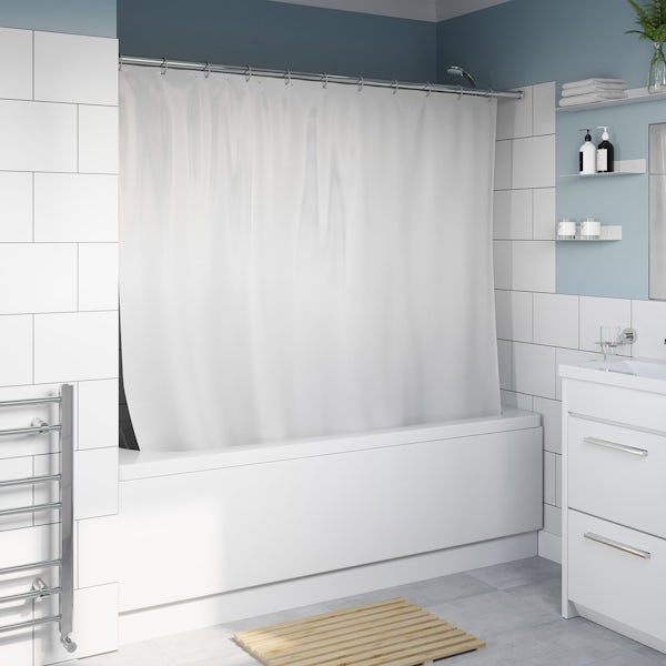 Accents white shower curtain with EasiLock chrome expander rod shower curtain rail 750-2220mm