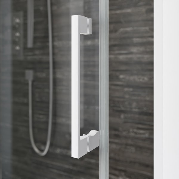 Mode 8mm matt white framed sliding shower enclosure 1200 x 800